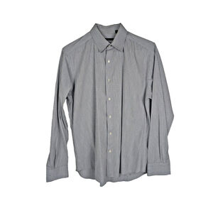 Theory Irving Button Front Checkered Shirt Mens Large Blue White Dress Shirt